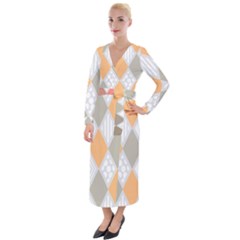 Non Seamless Pattern Diamond Shape Velvet Maxi Wrap Dress by Pakrebo