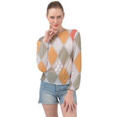 Non Seamless Pattern Diamond Shape Banded Bottom Chiffon Top