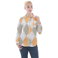 Non Seamless Pattern Diamond Shape Women s Long Sleeve Pocket Shirt