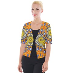 Fractal Kaleidoscope Mandala Cropped Button Cardigan