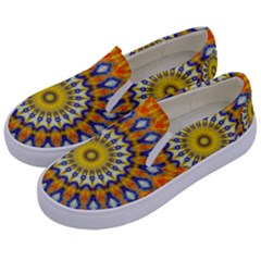 Fractal Kaleidoscope Mandala Kids  Canvas Slip Ons by Pakrebo