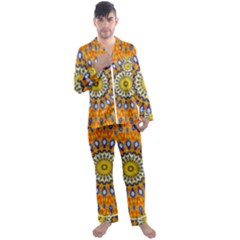 Fractal Kaleidoscope Mandala Men s Satin Pajamas Long Pants Set