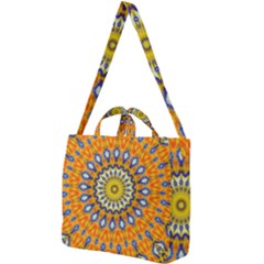 Fractal Kaleidoscope Mandala Square Shoulder Tote Bag by Pakrebo