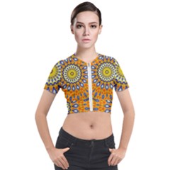 Fractal Kaleidoscope Mandala Short Sleeve Cropped Jacket