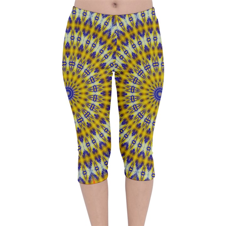 Fractal Kaleidoscope Mandala Velvet Capri Leggings 