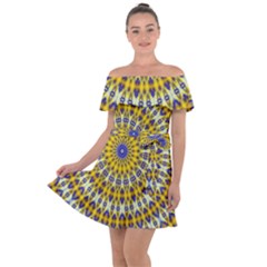 Fractal Kaleidoscope Mandala Off Shoulder Velour Dress