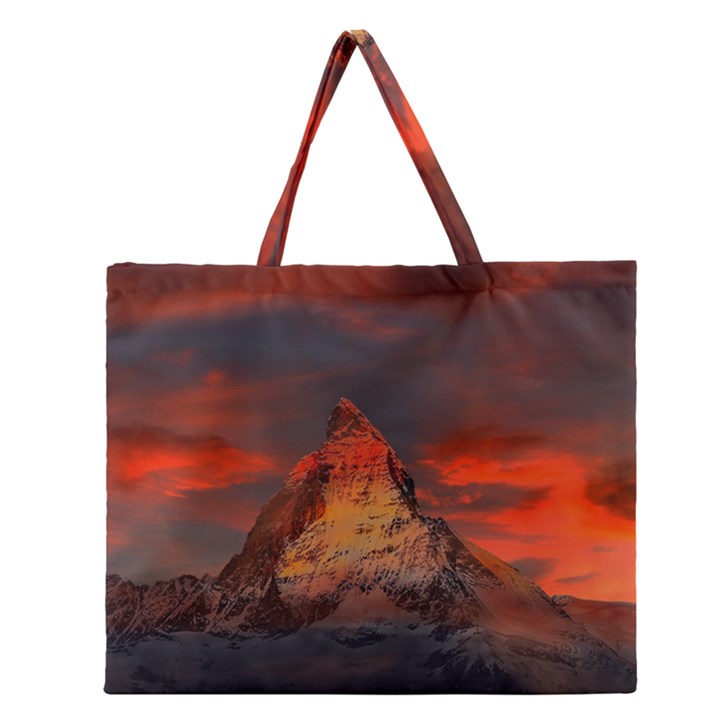 Switzerland Zermatt Mountains Snow Zipper Large Tote Bag