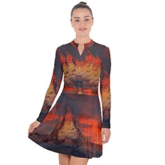 Switzerland Zermatt Mountains Snow Long Sleeve Panel Dress by Pakrebo