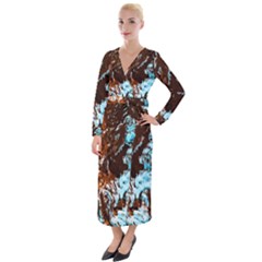 Water The Waves Brook Wallpaper Velvet Maxi Wrap Dress