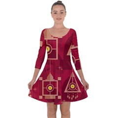 Background Objects Stylized Quarter Sleeve Skater Dress by Pakrebo