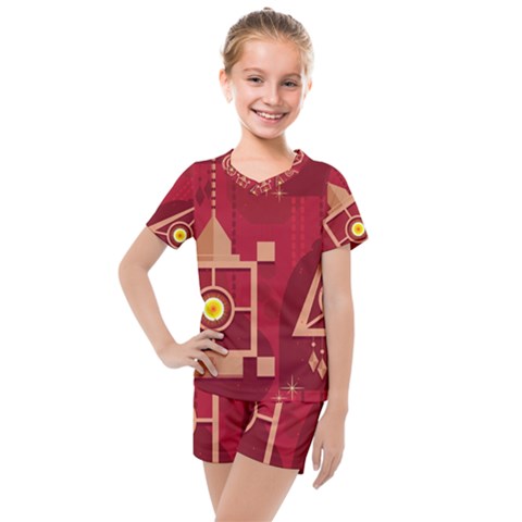 Background Objects Stylized Kids  Mesh Tee And Shorts Set by Pakrebo