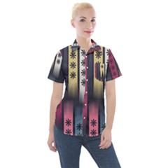 Non Seamless Pattern Background Women s Short Sleeve Pocket Shirt