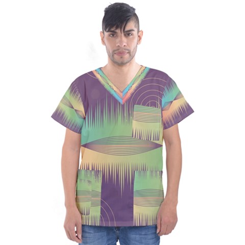 Background Abstract Non Seamless Men s V-neck Scrub Top by Pakrebo