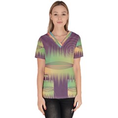 Background Abstract Non Seamless Women s V-neck Scrub Top by Pakrebo