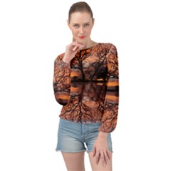 Aurora Sunset Sun Landscape Banded Bottom Chiffon Top