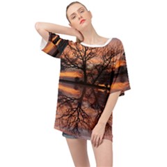 Aurora Sunset Sun Landscape Oversized Chiffon Top