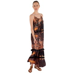 Aurora Sunset Sun Landscape Cami Maxi Ruffle Chiffon Dress