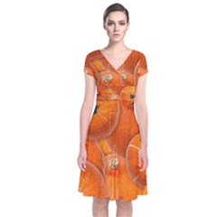 Pumpkin Halloween Fall Thanksgiving Short Sleeve Front Wrap Dress by Pakrebo