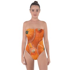 Pumpkin Halloween Fall Thanksgiving Tie Back One Piece Swimsuit by Pakrebo