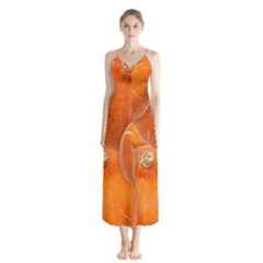 Pumpkin Halloween Fall Thanksgiving Button Up Chiffon Maxi Dress by Pakrebo