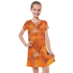 Pumpkin Halloween Fall Thanksgiving Kids  Cross Web Dress by Pakrebo