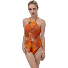 Pumpkin Halloween Fall Thanksgiving Go With The Flow One Piece Swimsuit by Pakrebo