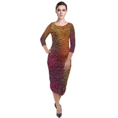 Colors Exploding Paint Spray Quarter Sleeve Midi Velour Bodycon Dress by Pakrebo