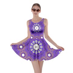 Mandala Abstract Design Pattern Blue Skater Dress