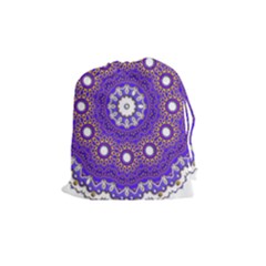 Mandala Abstract Design Pattern Blue Drawstring Pouch (Medium)