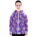 Mandala Abstract Design Pattern Blue Women s Zipper Hoodie View1