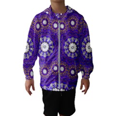 Mandala Abstract Design Pattern Blue Kids  Hooded Windbreaker