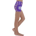 Mandala Abstract Design Pattern Blue Kids  Lightweight Velour Yoga Shorts View3