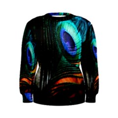 Green And Blue Peacock Feather Women s Sweatshirt by Pakrebo