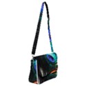 Green And Blue Peacock Feather Shoulder Bag with Back Zipper View1