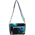 Green And Blue Peacock Feather Shoulder Bag with Back Zipper View3