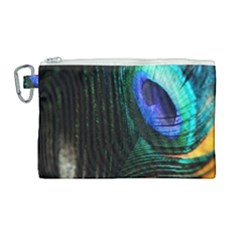 Green And Blue Peacock Feather Canvas Cosmetic Bag (large) by Pakrebo