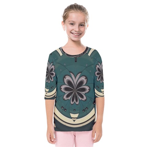 Green And White Pattern Kids  Quarter Sleeve Raglan Tee by Pakrebo