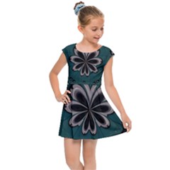 Green And White Pattern Kids  Cap Sleeve Dress by Pakrebo