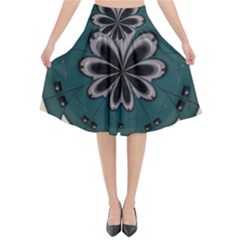 Green And White Pattern Flared Midi Skirt by Pakrebo