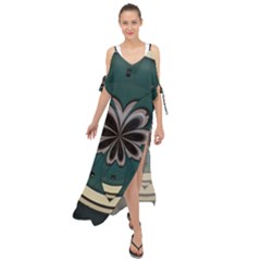 Green And White Pattern Maxi Chiffon Cover Up Dress