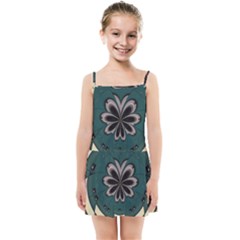 Green And White Pattern Kids  Summer Sun Dress by Pakrebo