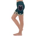 Green And White Pattern Kids  Lightweight Velour Capri Yoga Leggings View2