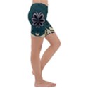 Green And White Pattern Kids  Lightweight Velour Capri Yoga Leggings View3