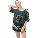 Green And White Pattern Oversized Chiffon Top View1