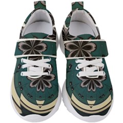 Green And White Pattern Kids  Velcro Strap Shoes by Pakrebo