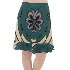 Green And White Pattern Fishtail Chiffon Skirt