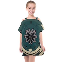 Green And White Pattern Kids  One Piece Chiffon Dress by Pakrebo