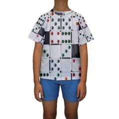 Dominos Dots Fun Kids  Short Sleeve Swimwear by Pakrebo