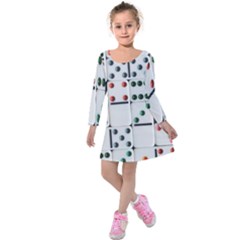 Dominos Dots Fun Kids  Long Sleeve Velvet Dress by Pakrebo