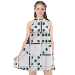 Dominos Dots Fun Halter Neckline Chiffon Dress  by Pakrebo